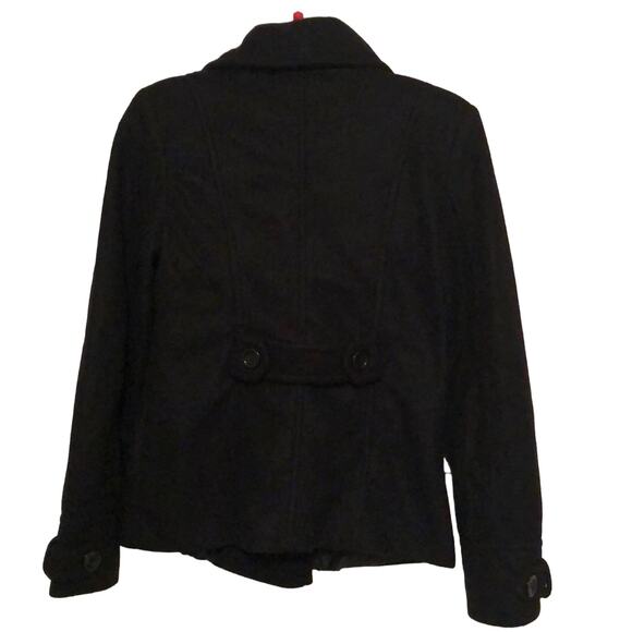 Active Basic Quality Couture Black Pea Coat Jacket Junior Size Small - Picture 3 of 8